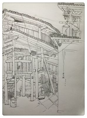 侗乡筑梦·笔绘程阳——何香凝艺术设计学院产品164班广西三江写生建筑篇